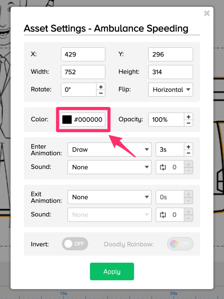 Settingウィンドウから"Color"を見つける